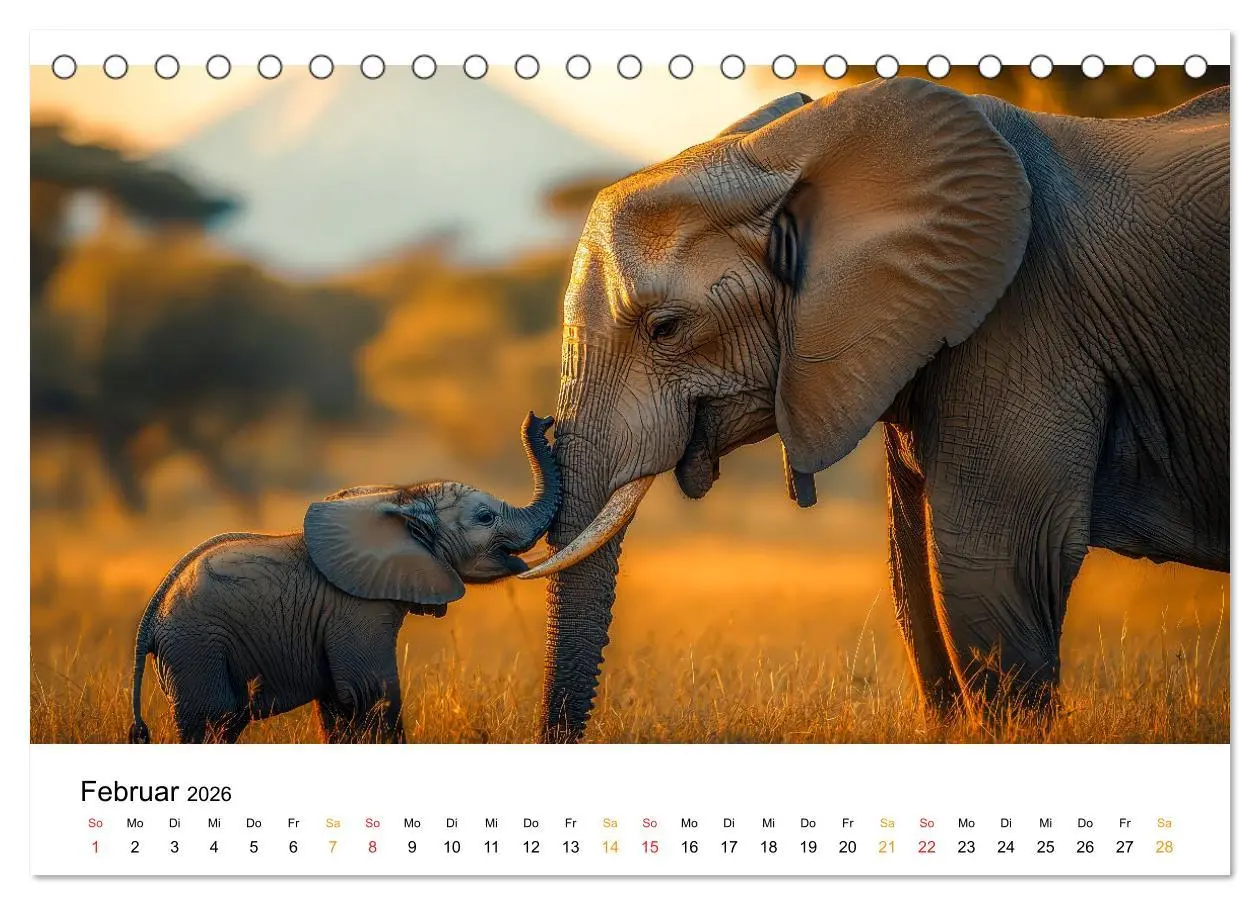 Bild: 9783457309681 | Elefanten - Riesen der Wildnis (Tischkalender 2026 DIN A5 quer),...