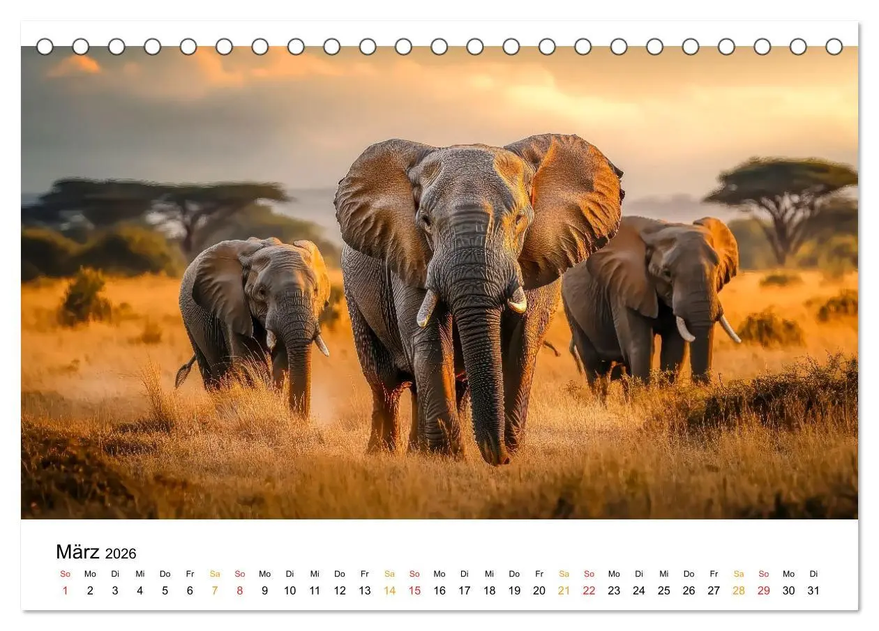 Bild: 9783457309681 | Elefanten - Riesen der Wildnis (Tischkalender 2026 DIN A5 quer),...