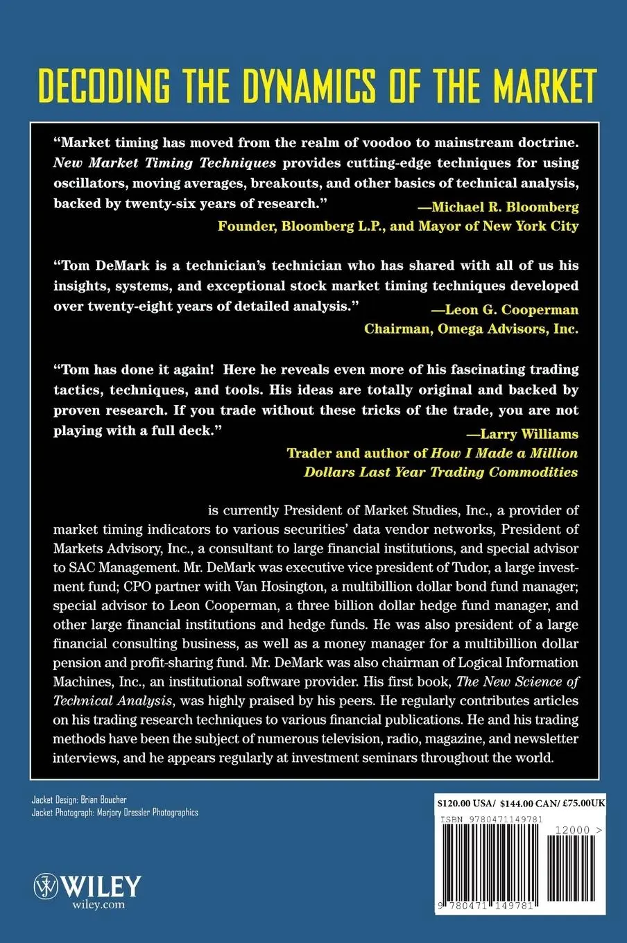 Rückseite: 9780471149781 | New Market Timing Techniques | Thomas R DeMark | Buch | XXVIII | 1997