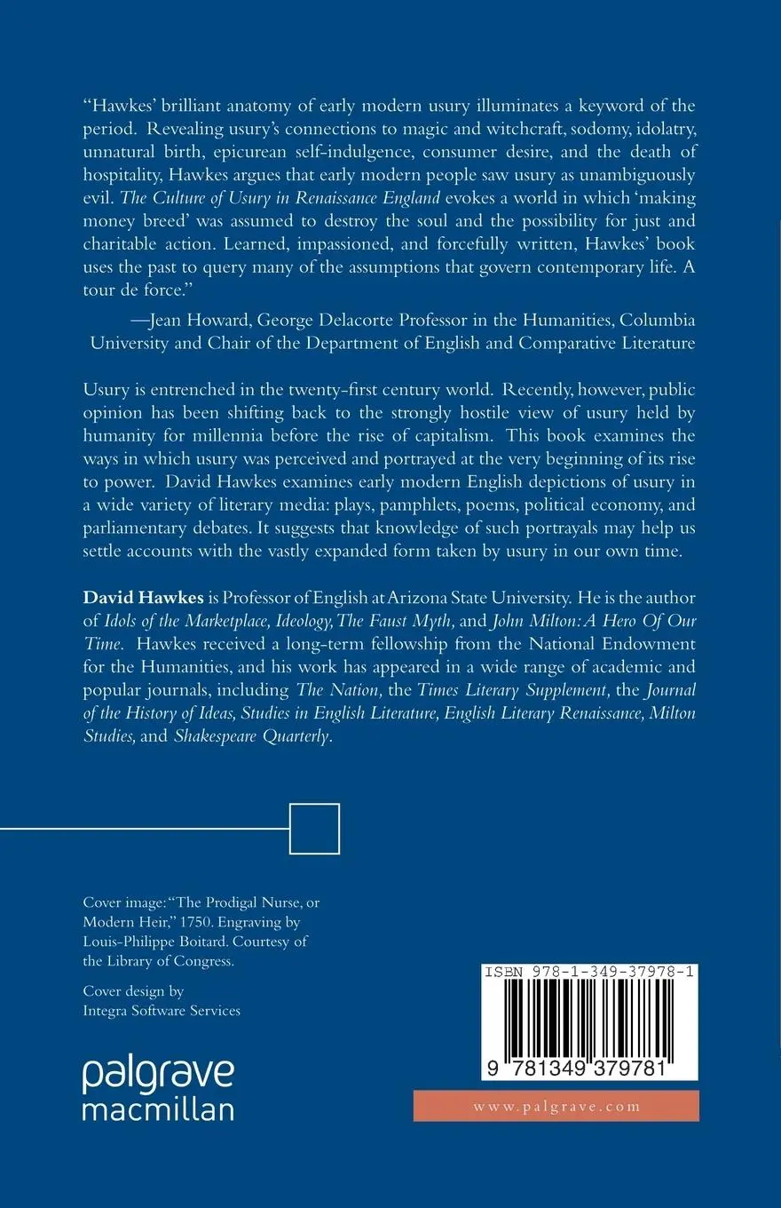 Rückseite: 9781349379781 | The Culture of Usury in Renaissance England | D. Hawkes | Taschenbuch