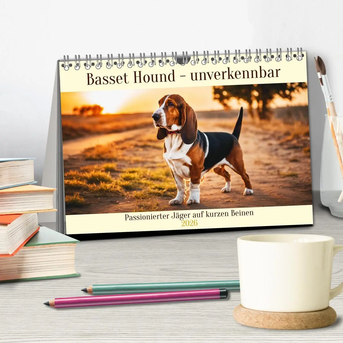 Bild: 9783457399781 | Basset Hound - unverkennbar (Tischkalender 2026 DIN A5 quer),...