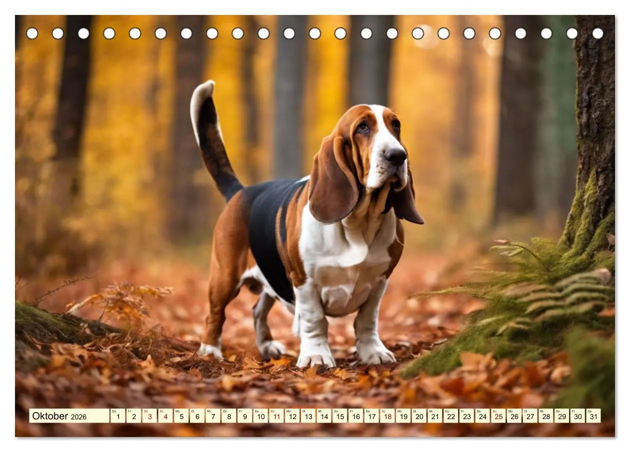 Bild: 9783457399781 | Basset Hound - unverkennbar (Tischkalender 2026 DIN A5 quer),...