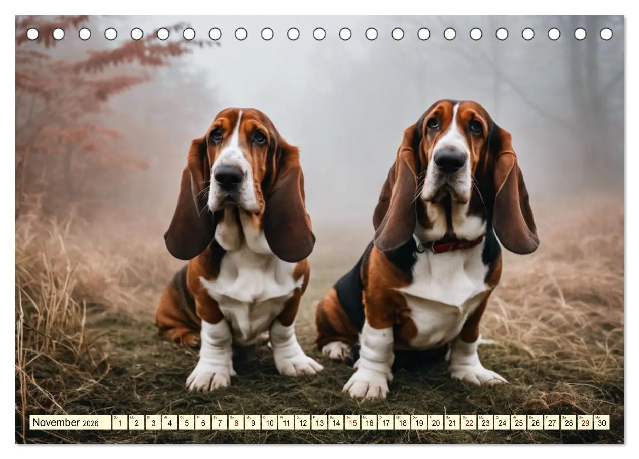 Bild: 9783457399781 | Basset Hound - unverkennbar (Tischkalender 2026 DIN A5 quer),...