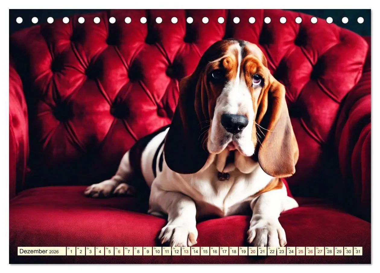 Bild: 9783457399781 | Basset Hound - unverkennbar (Tischkalender 2026 DIN A5 quer),...