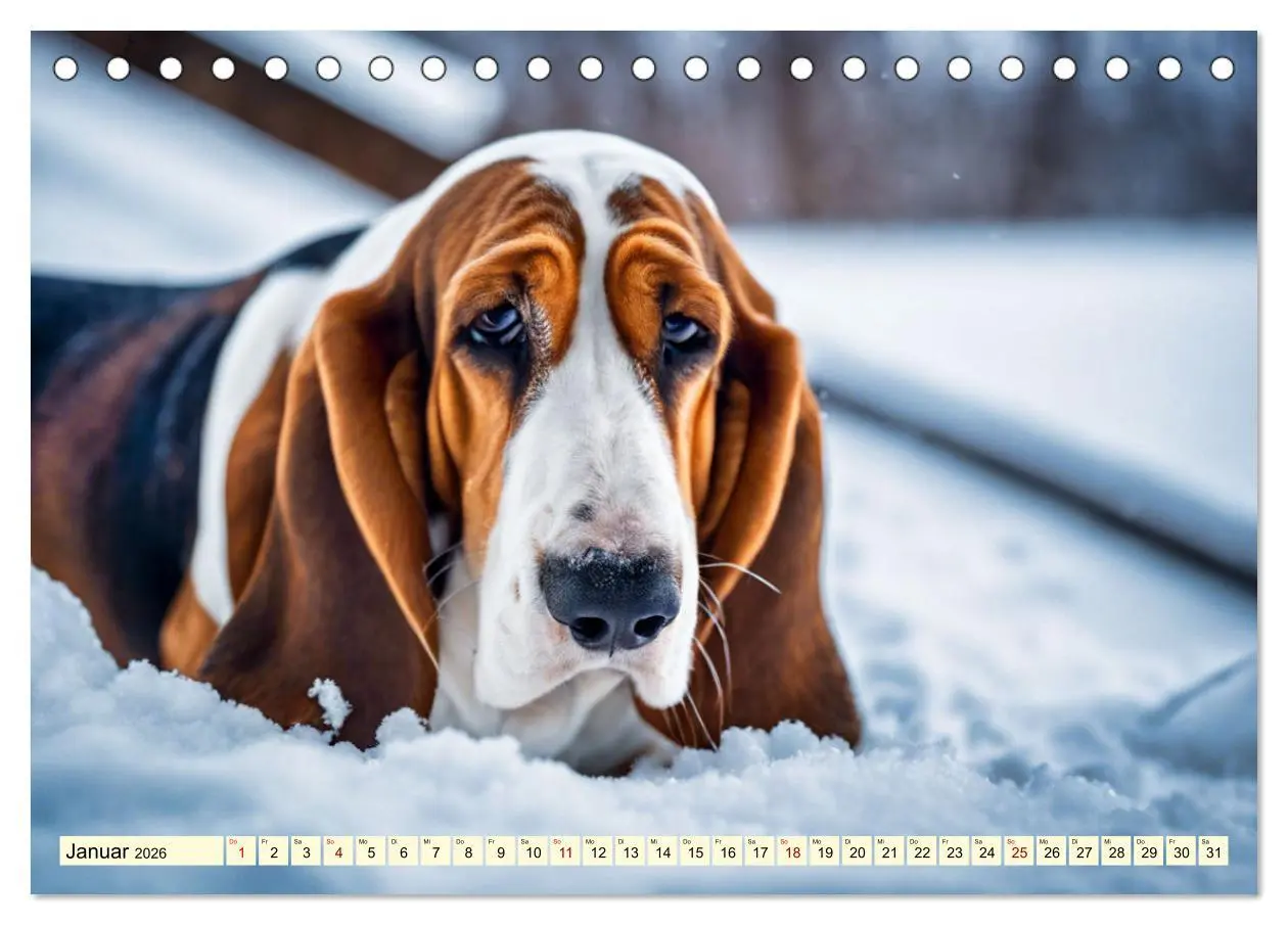 Bild: 9783457399781 | Basset Hound - unverkennbar (Tischkalender 2026 DIN A5 quer),...