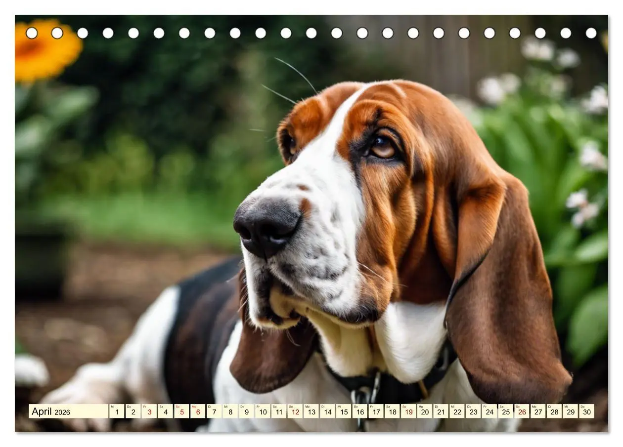Bild: 9783457399781 | Basset Hound - unverkennbar (Tischkalender 2026 DIN A5 quer),...