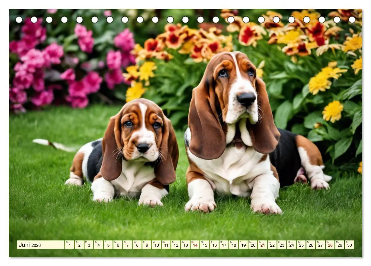 Bild: 9783457399781 | Basset Hound - unverkennbar (Tischkalender 2026 DIN A5 quer),...