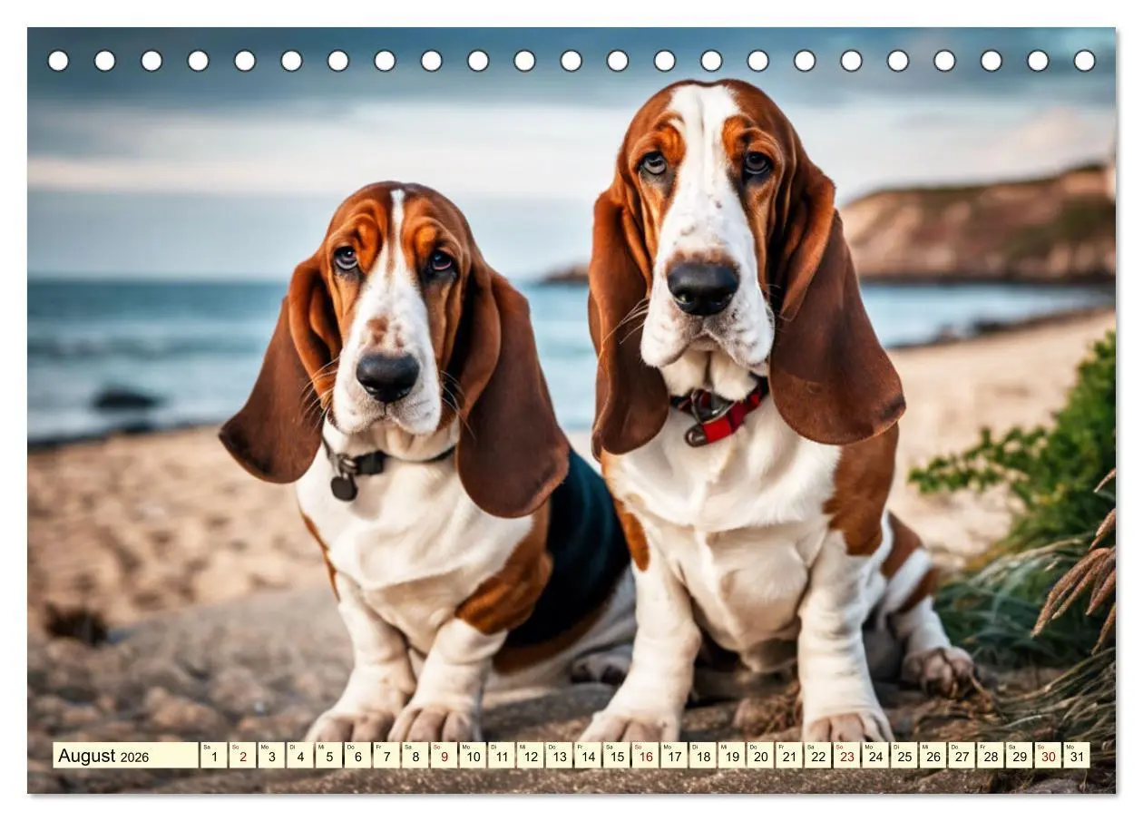 Bild: 9783457399781 | Basset Hound - unverkennbar (Tischkalender 2026 DIN A5 quer),...