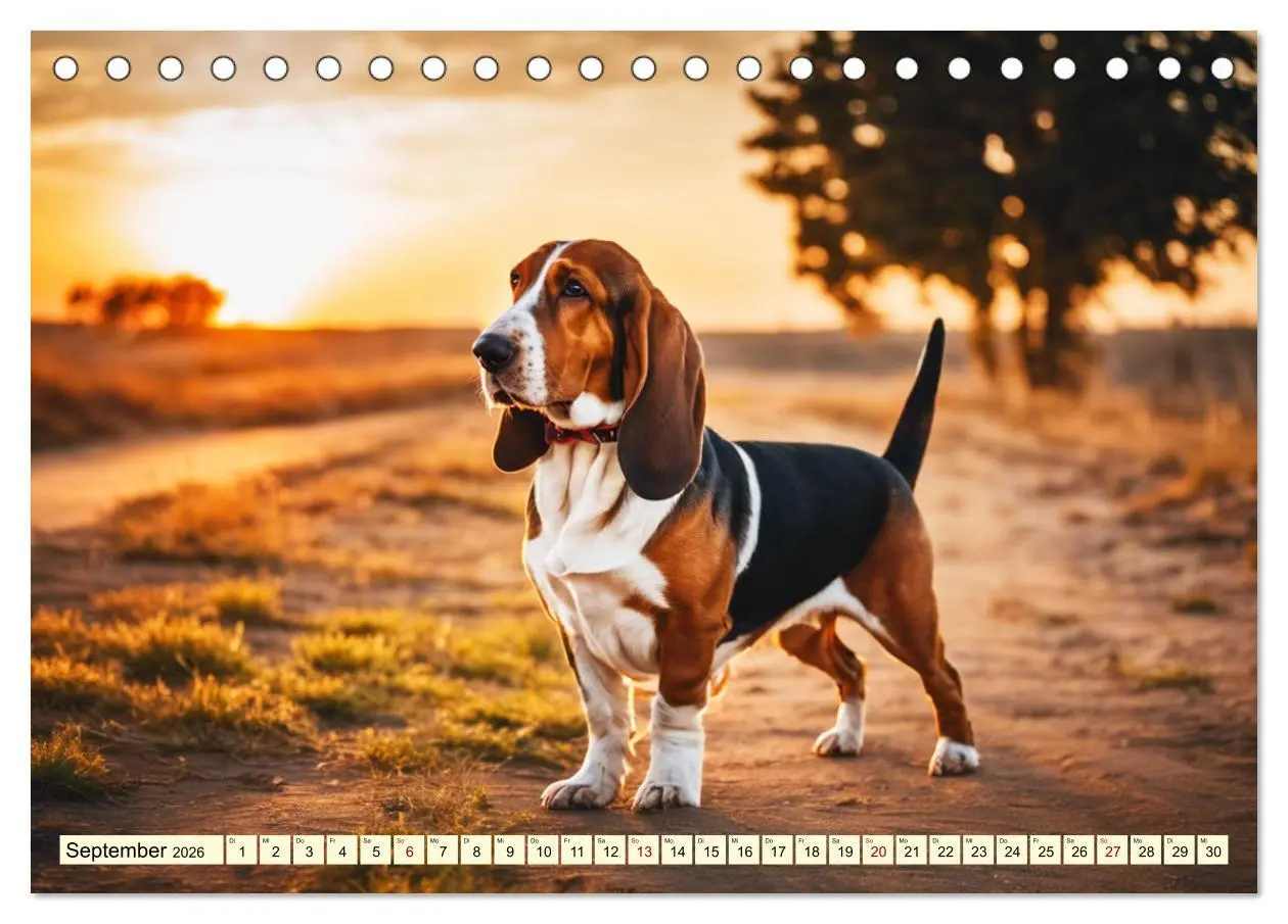 Bild: 9783457399781 | Basset Hound - unverkennbar (Tischkalender 2026 DIN A5 quer),...