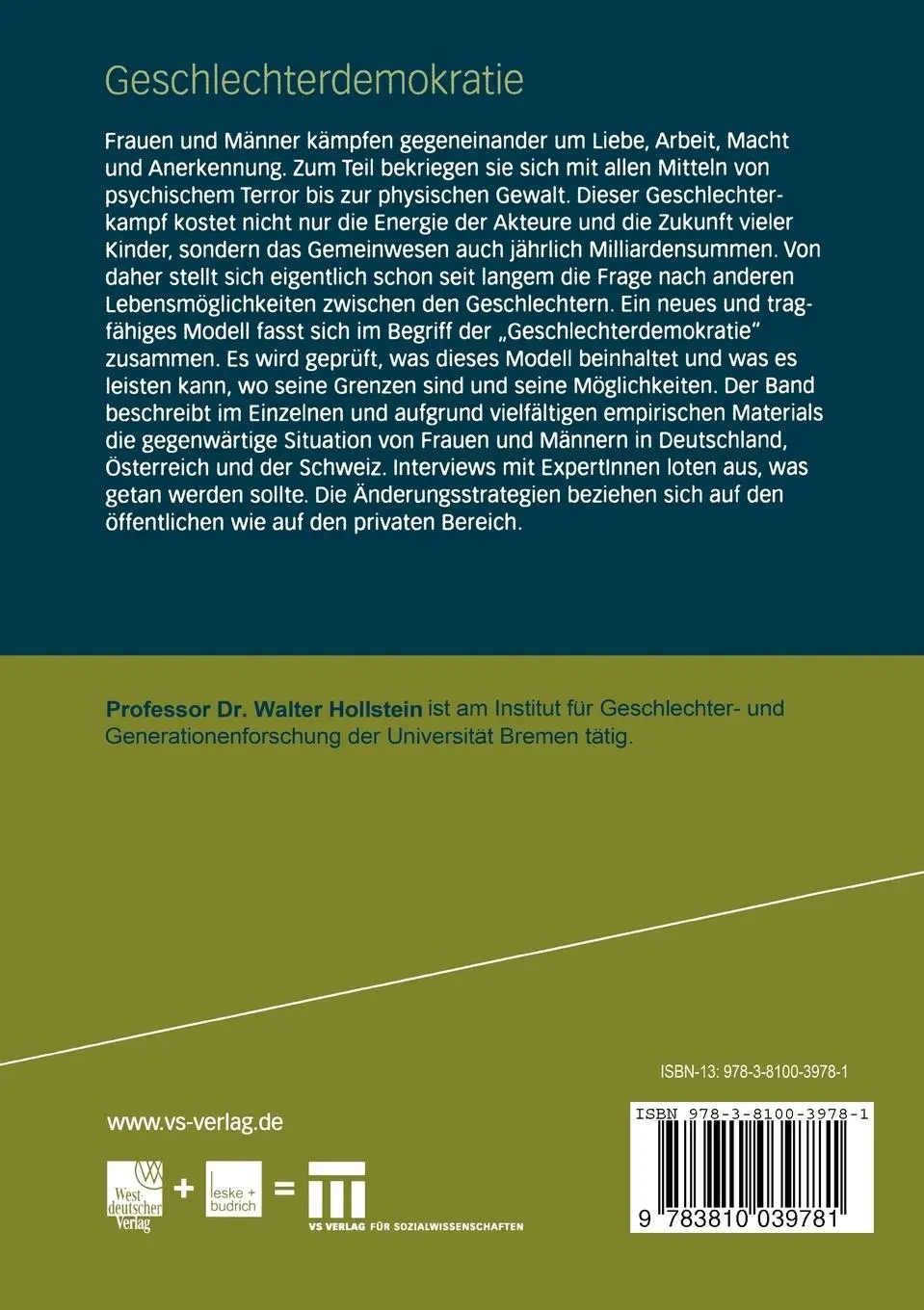 Rückseite: 9783810039781 | Geschlechterdemokratie | Männer und Frauen: Besser miteinander leben
