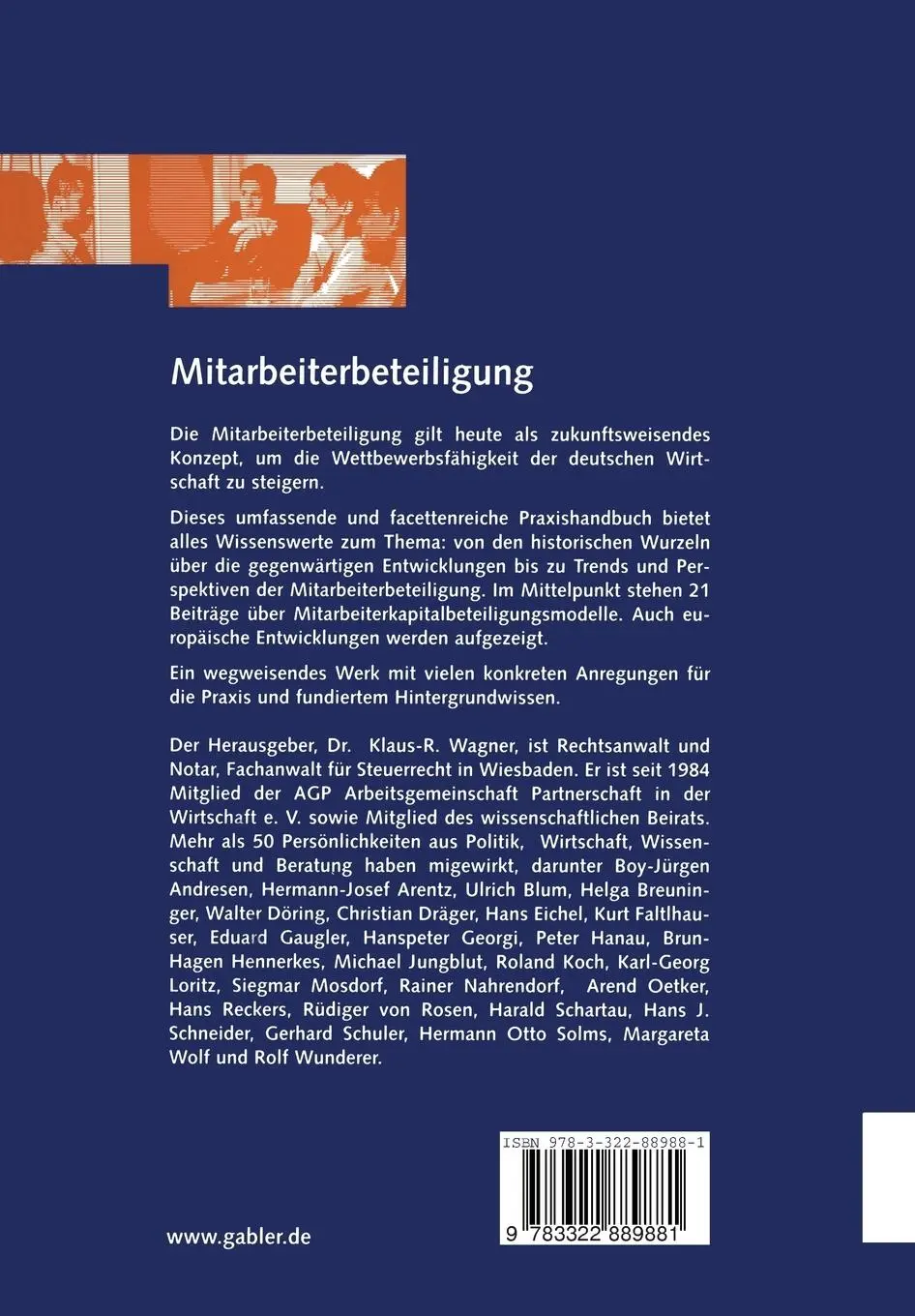 Rückseite: 9783322889881 | Mitarbeiterbeteiligung | Visionen für eine Gesellschaft von Teilhabern