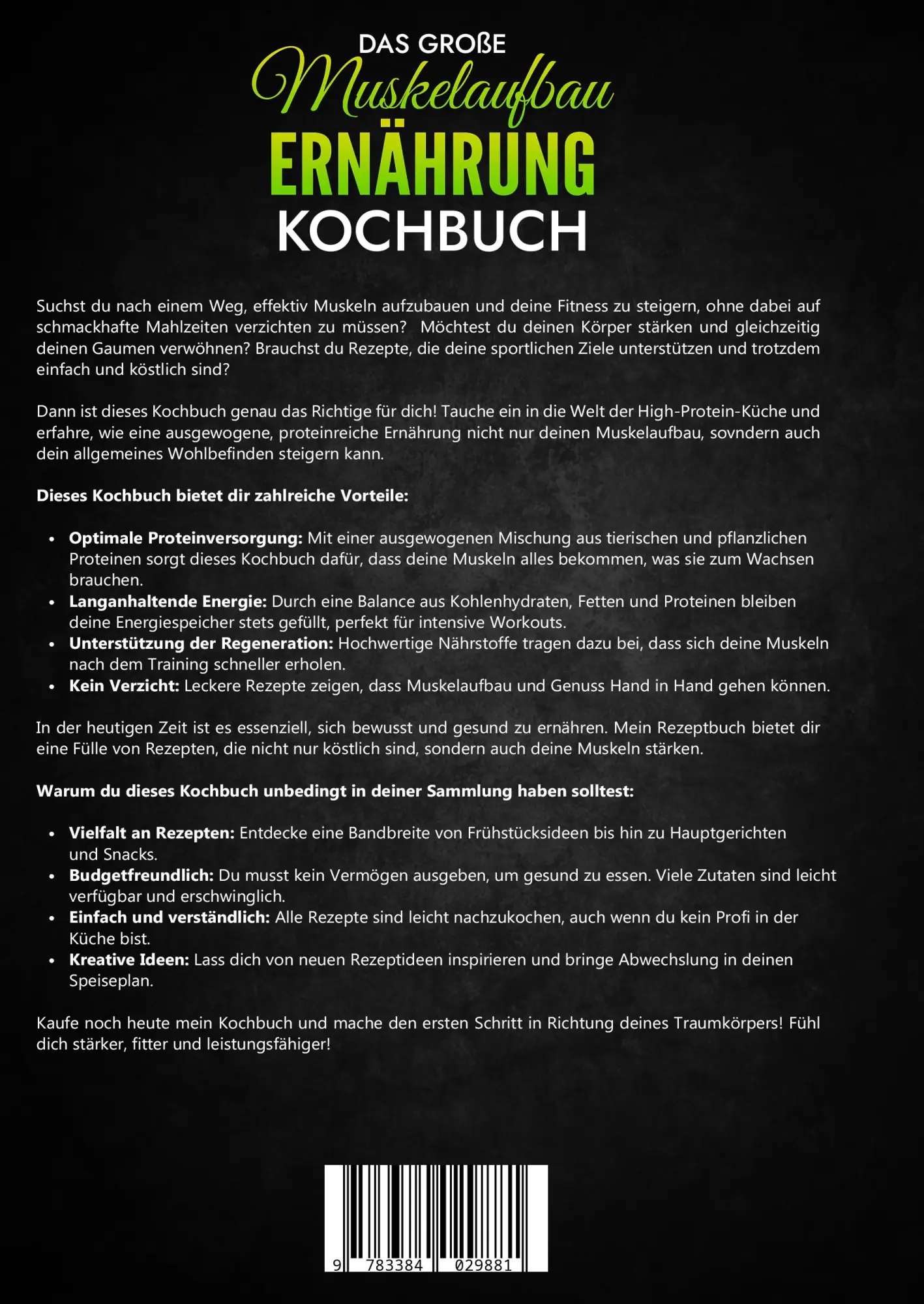 Rückseite: 9783384029881 | Das große Muskelaufbau Ernährung Kochbuch | Vanessa Zimmermann | Buch