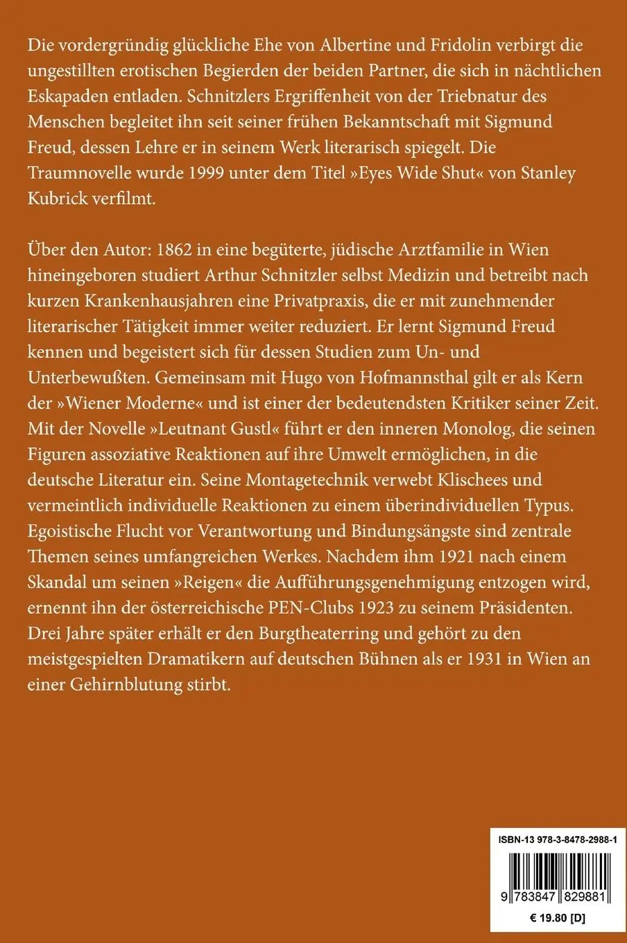Rückseite: 9783847829881 | Traumnovelle (Großdruck) | Arthur Schnitzler | Buch | 92 S. | Deutsch