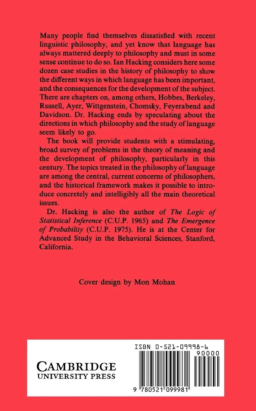 Rückseite: 9780521099981 | Why Does Language Matter to Philosophy? | Ian Hacking (u. a.) | Buch