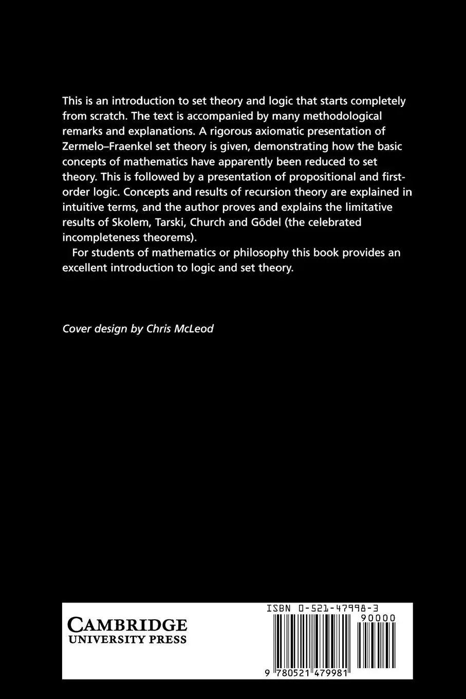 Rückseite: 9780521479981 | Set Theory, Logic and Their Limitations | Moshe Machover | Taschenbuch