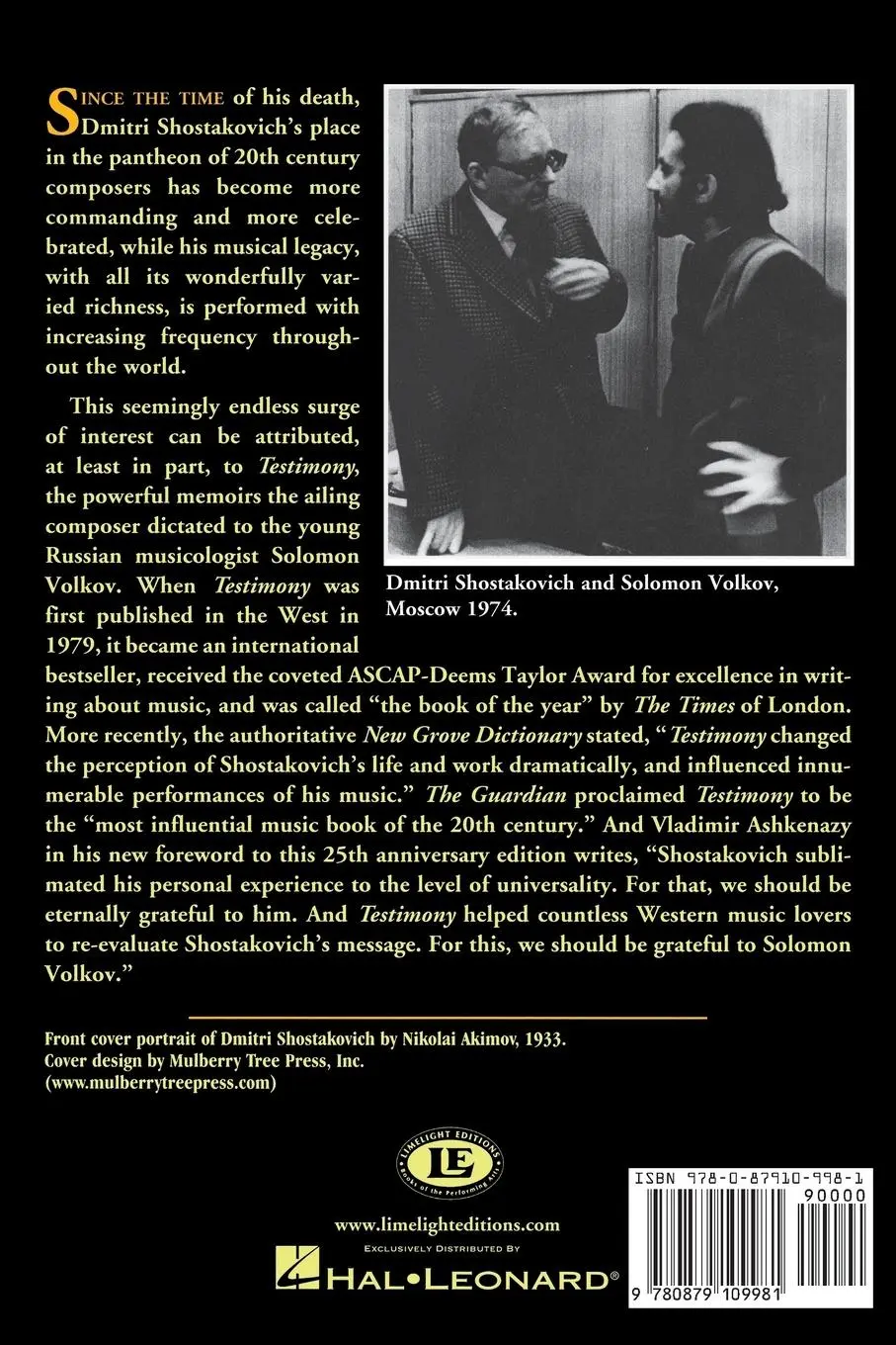 Rückseite: 9780879109981 | Testimony | The Memoirs of Dmitri Shostakovich | Taschenbuch | 2004