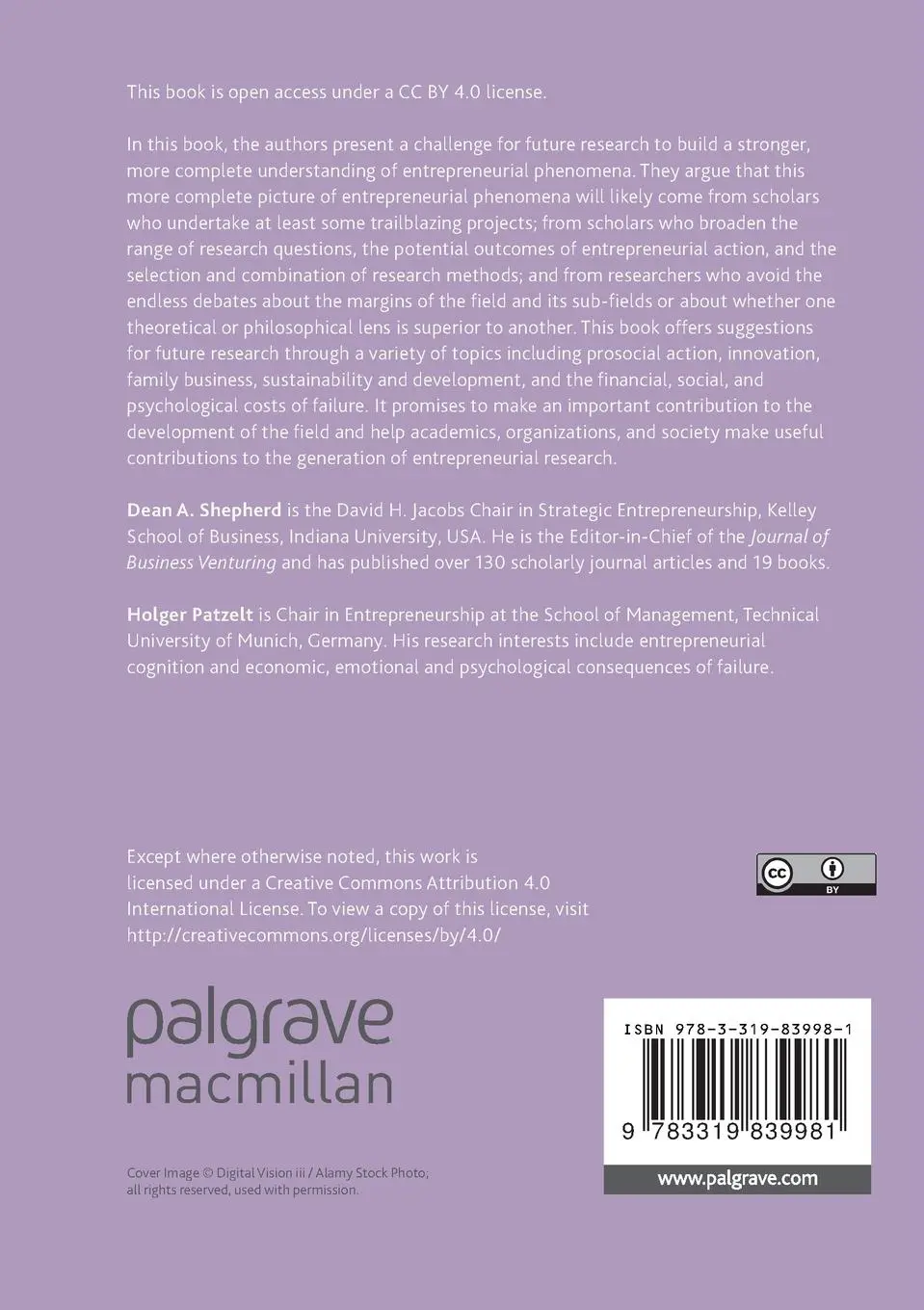 Rückseite: 9783319839981 | Trailblazing in Entrepreneurship | Holger Patzelt (u. a.) | Buch