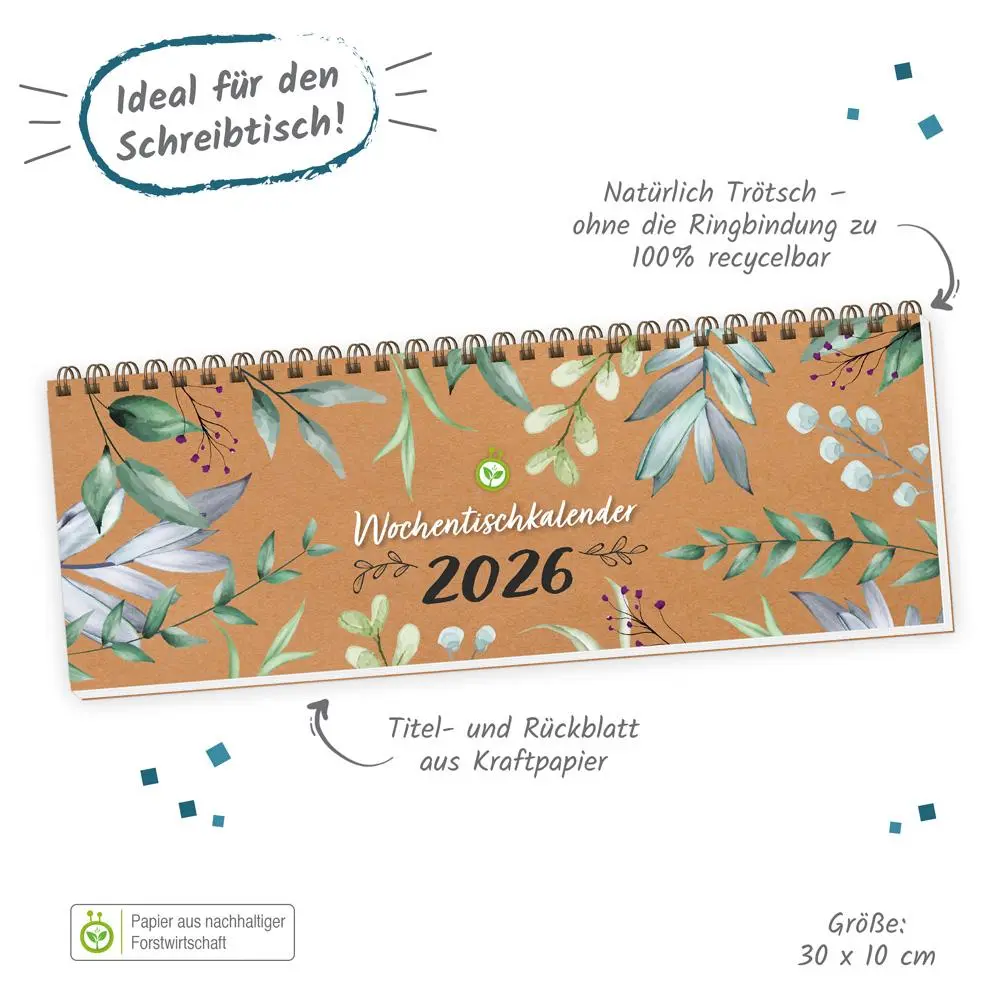Bild: 4251901510082 | Trötsch Wochentischkalender Natur 2026 | Tischkalender Wochenkalender