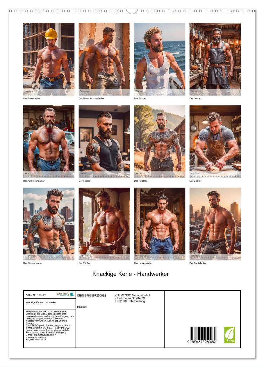 Bild: 9783457250082 | Knackige Kerle - Handwerker (hochwertiger Premium Wandkalender 2026...