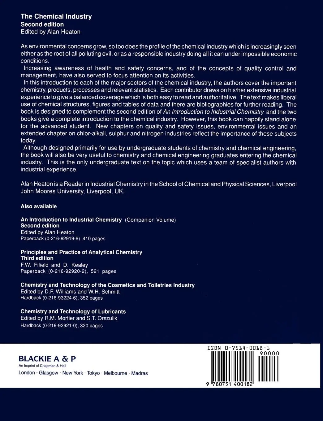 Rückseite: 9780751400182 | The Chemical Industry | C. A. Heaton | Taschenbuch | xvi | Englisch