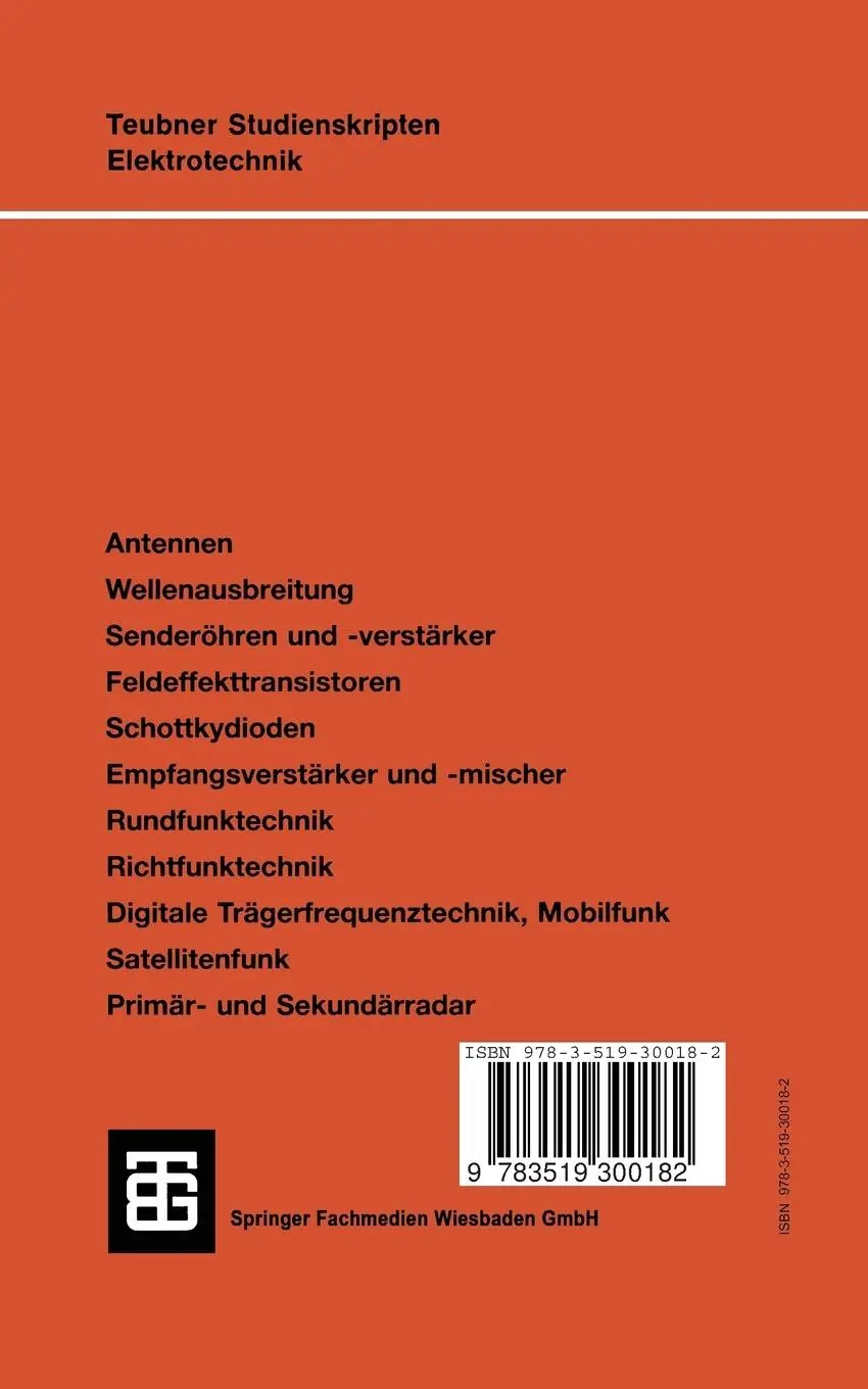 Rückseite: 9783519300182 | Hochfrequenztechnik in Funk und Radar | Hans-Georg Unger | Taschenbuch