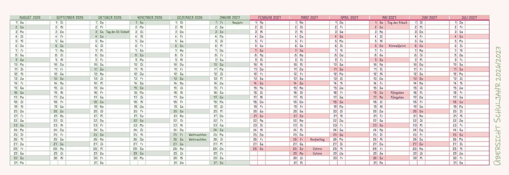 Bild: 9783834670182 | Mein Wochen-Tischkalender für das Schuljahr 2026/2027 | Kalender