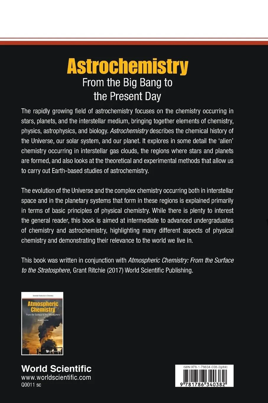 Rückseite: 9781786340382 | ASTROCHEMISTRY | FROM THE BIG BANG TO THE PRESENT DAY | Vallance