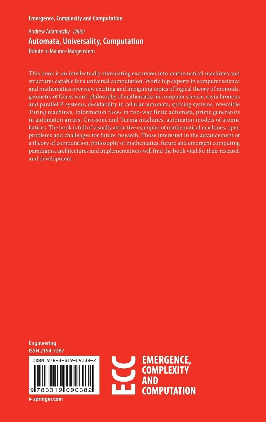 Rückseite: 9783319090382 | Automata, Universality, Computation | Tribute to Maurice Margenstern