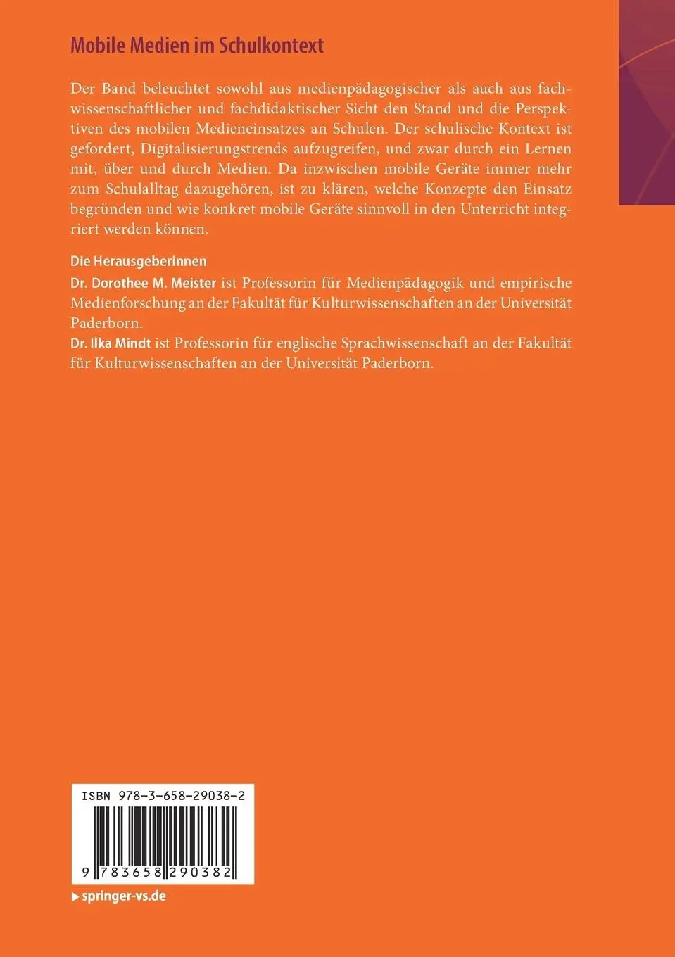 Rückseite: 9783658290382 | Mobile Medien im Schulkontext | Ilka Mindt (u. a.) | Taschenbuch | vi