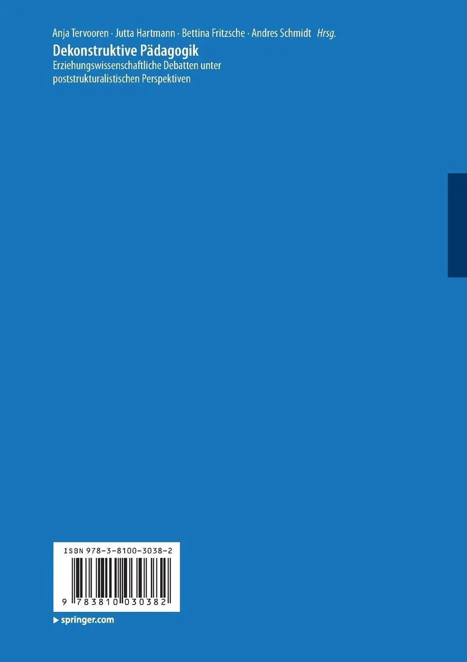 Rückseite: 9783810030382 | Dekonstruktive Pädagogik | Anja Tervooren (u. a.) | Taschenbuch | 2001