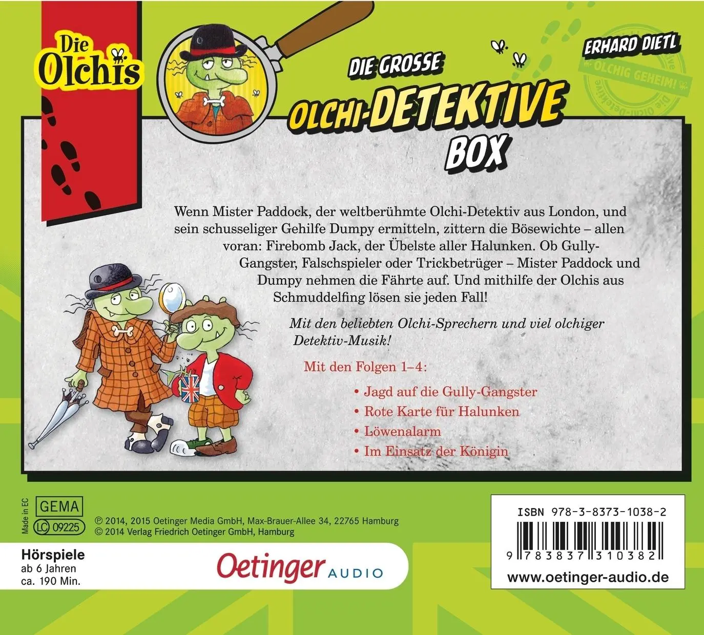 Rückseite: 9783837310382 | Die große Olchi-Detektive-Box (4CD) | Erhard Dietl (u. a.) | Audio-CD