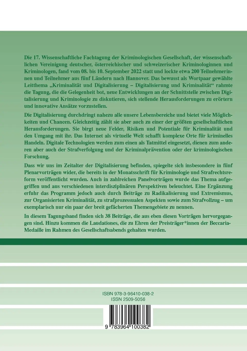 Rückseite: 9783964100382 | Kriminalität und Kriminologie im Zeitalter der Digitalisierung | Buch