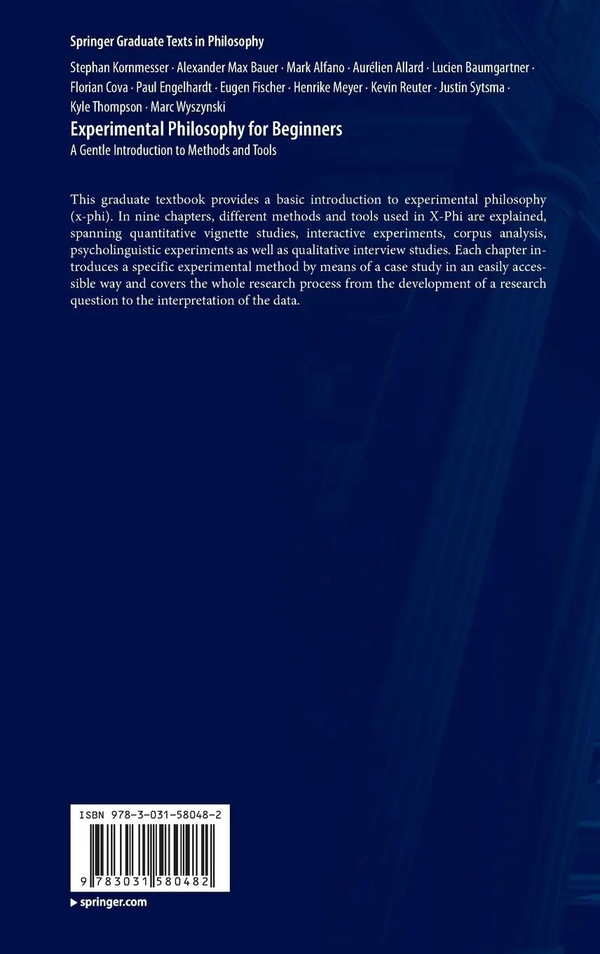 Rückseite: 9783031580482 | Experimental Philosophy for Beginners | Stephan Kornmesser (u. a.)