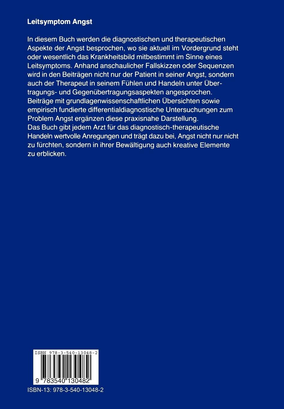Rückseite: 9783540130482 | Leitsymptom Angst | P. Götze | Taschenbuch | x | Deutsch | 1984