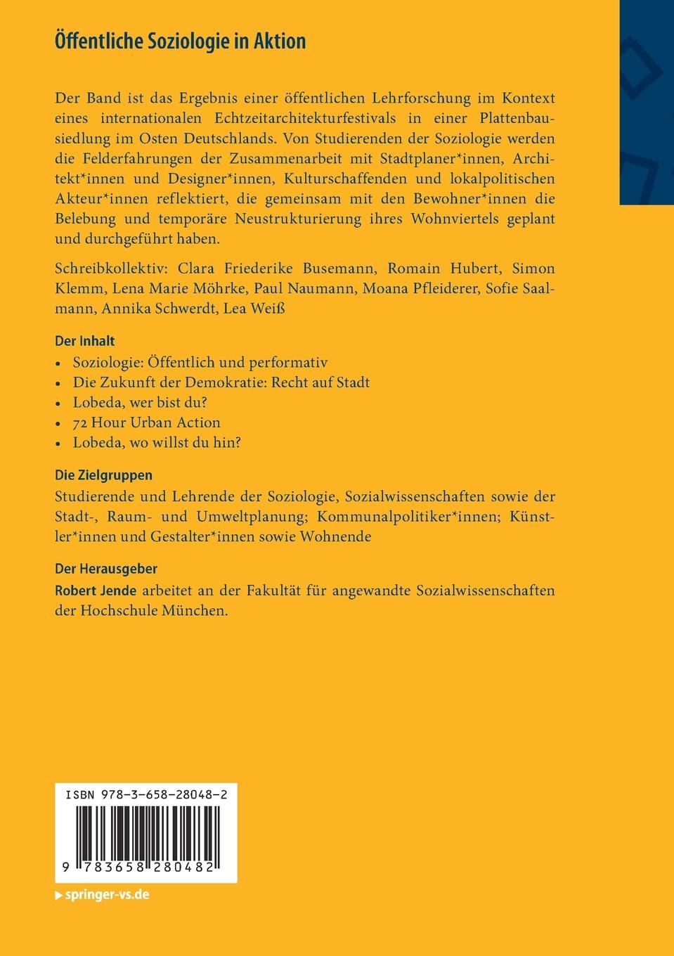 Rückseite: 9783658280482 | Öffentliche Soziologie in Aktion | Robert Jende | Taschenbuch | xiii