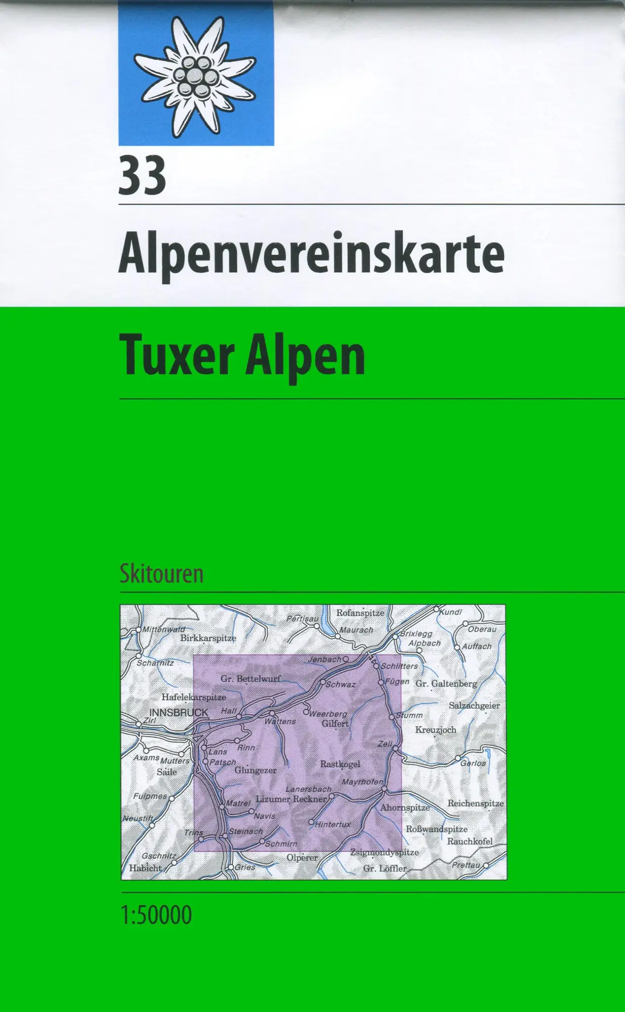 Cover: 9783937530482 | DAV Alpenvereinskarte 33 Tuxer Alpen 1 : 50 000 Skirouten | Deutsch