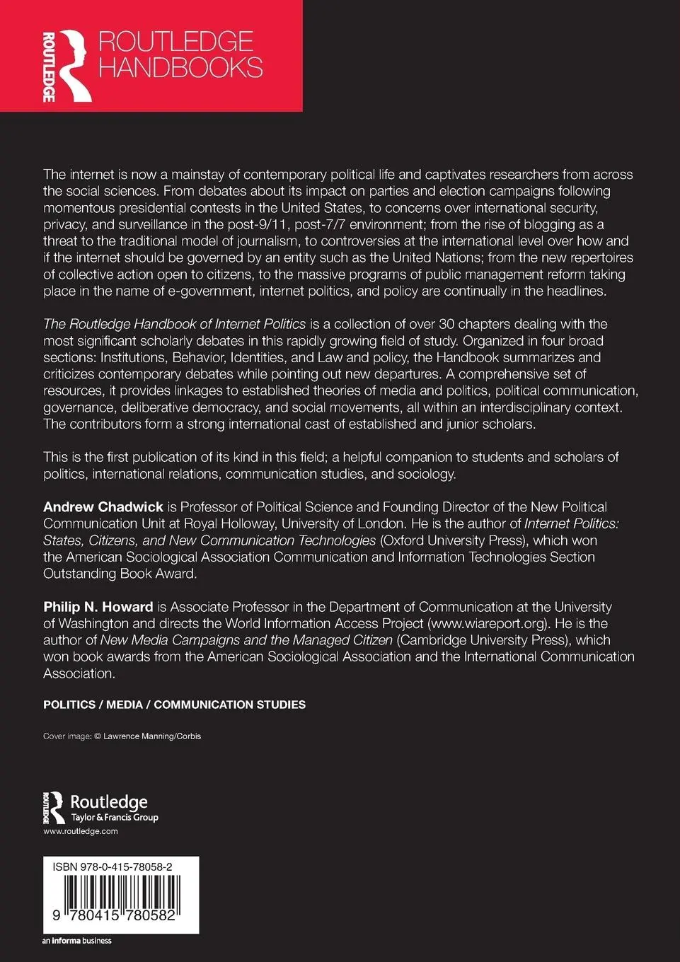 Rückseite: 9780415780582 | Routledge Handbook of Internet Politics | Andrew Chadwick (u. a.)