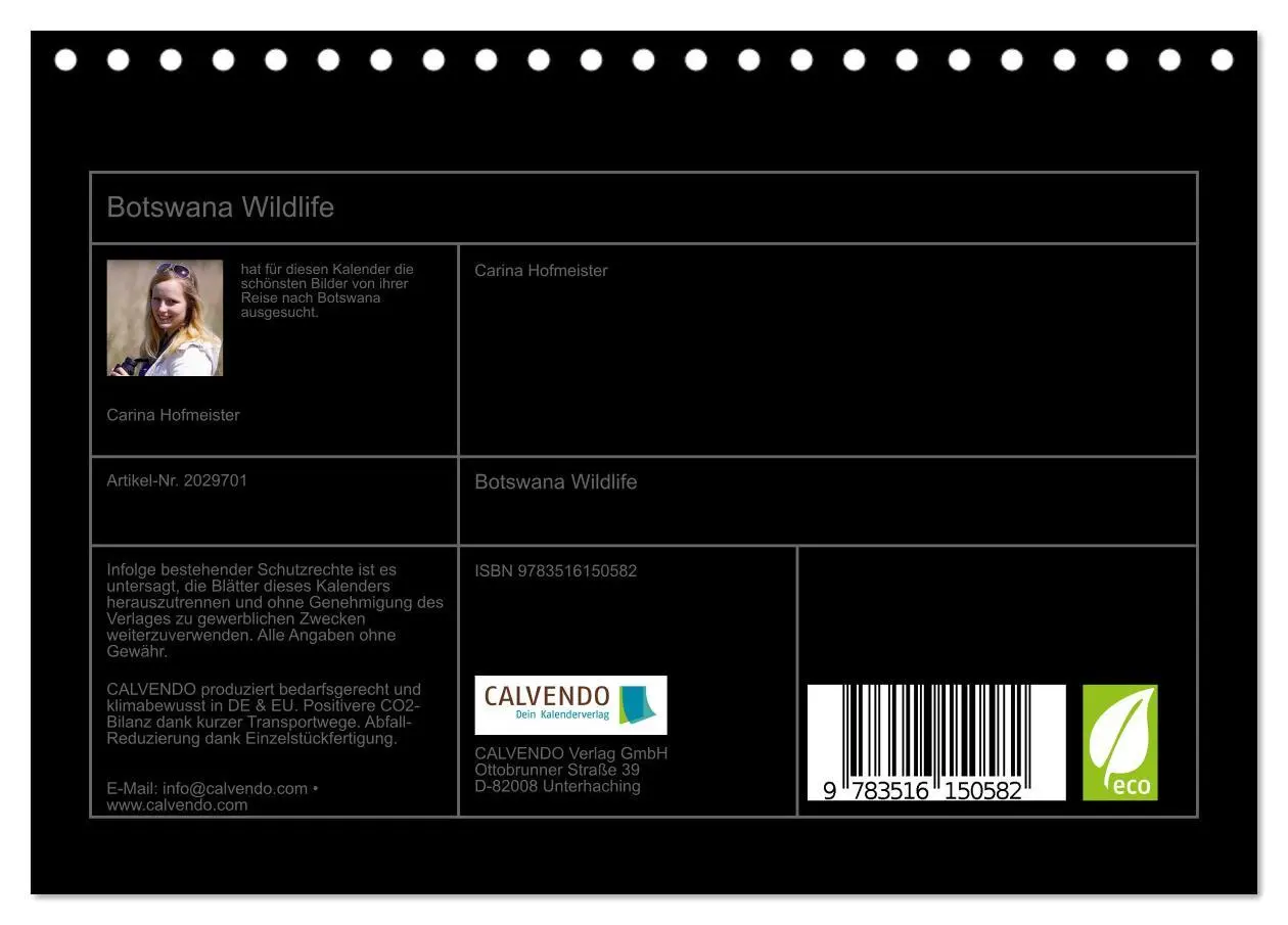 Bild: 9783516150582 | Botswana Wildlife (Tischkalender 2026 DIN A5 quer), CALVENDO...