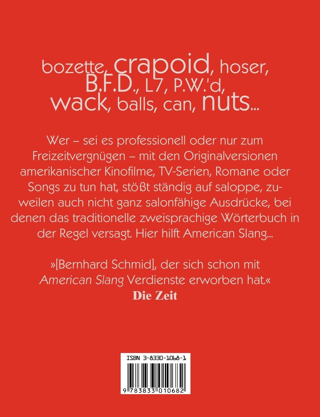 Rückseite: 9783833010682 | American Slang | Bernhard Schmid | Taschenbuch | 404 S. | Deutsch