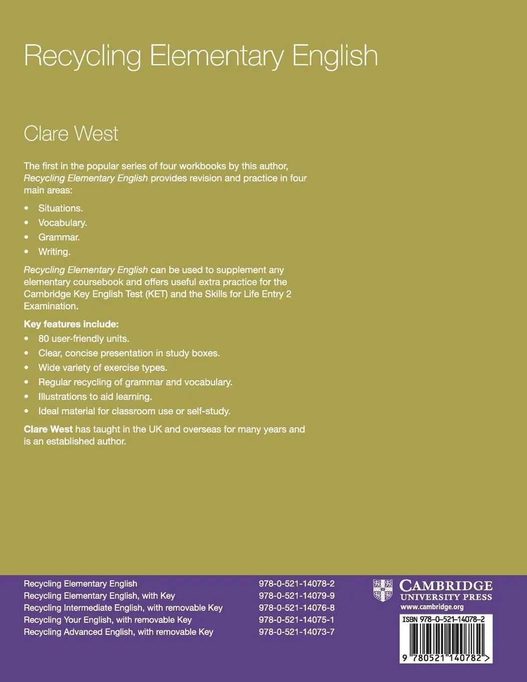 Rückseite: 9780521140782 | Recycling Elementary English | Clare West | Taschenbuch | Englisch