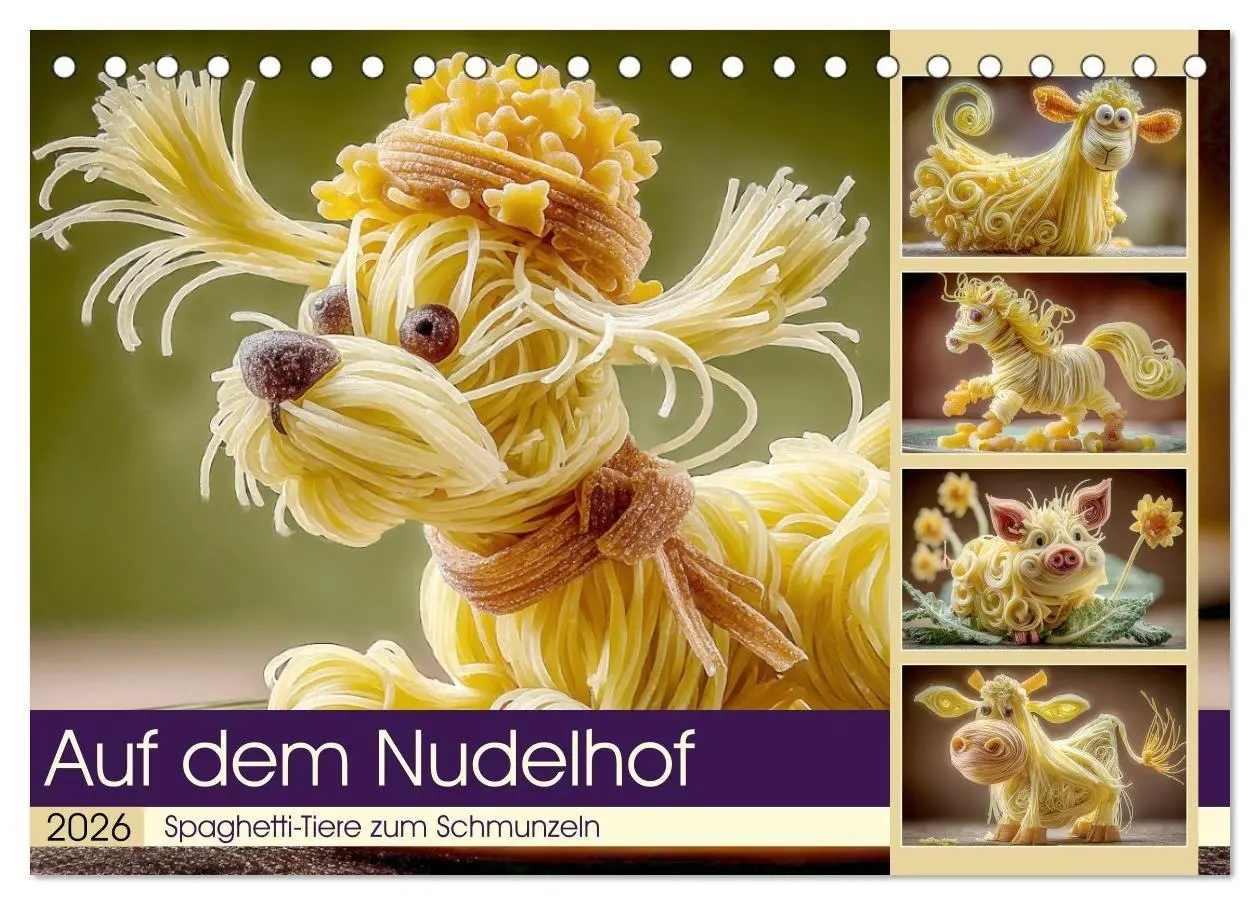 Cover: 9783516740882 | Auf dem Nudelhof. Spaghetti-Tiere zum Schmunzeln (Tischkalender...