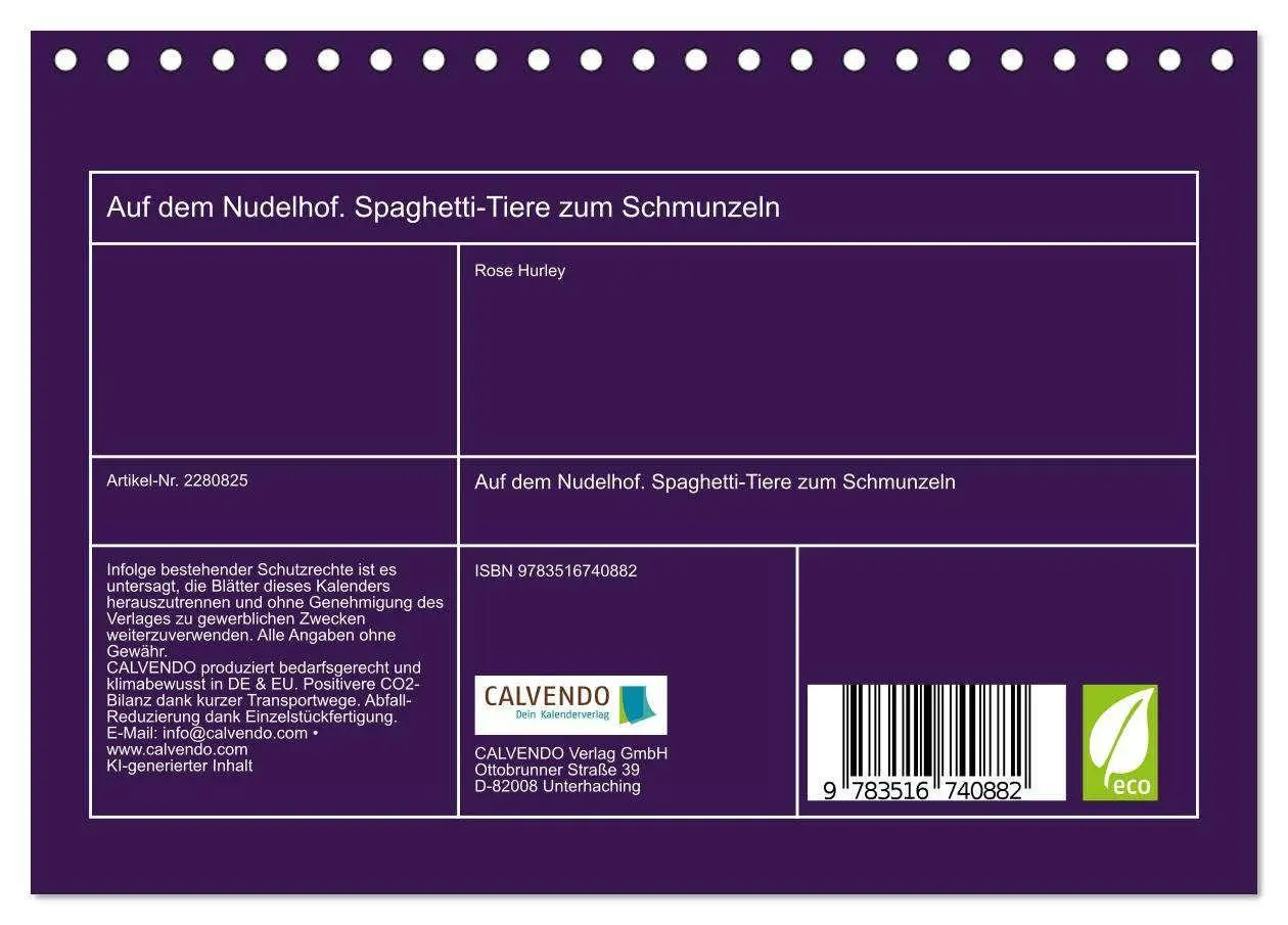 Bild: 9783516740882 | Auf dem Nudelhof. Spaghetti-Tiere zum Schmunzeln (Tischkalender...