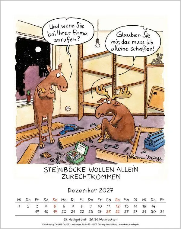 Bild: 9783819300882 | Steinbock 2027 | Verlag Korsch | Kalender | Spiralbindung | 13 S.