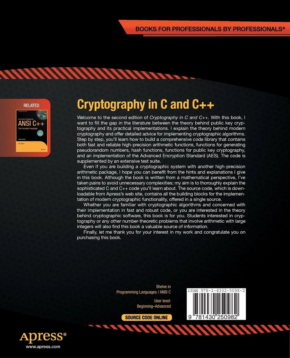Rückseite: 9781430250982 | Cryptography in C and C++ | Michael Welschenbach | Taschenbuch | xxv