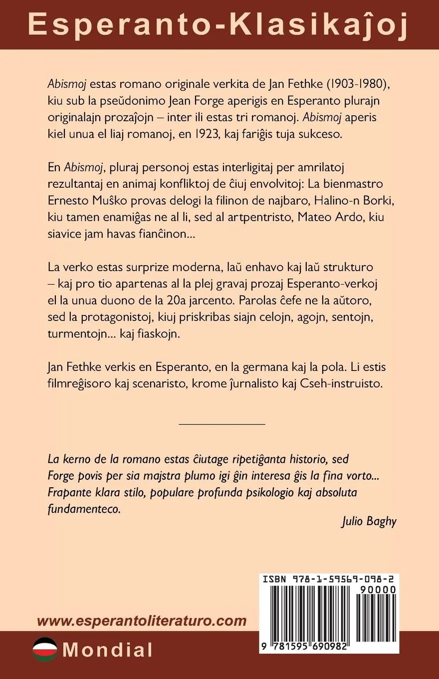 Rückseite: 9781595690982 | Abismoj (Originala klasika romano en Esperanto) | Jean Forge (u. a.)