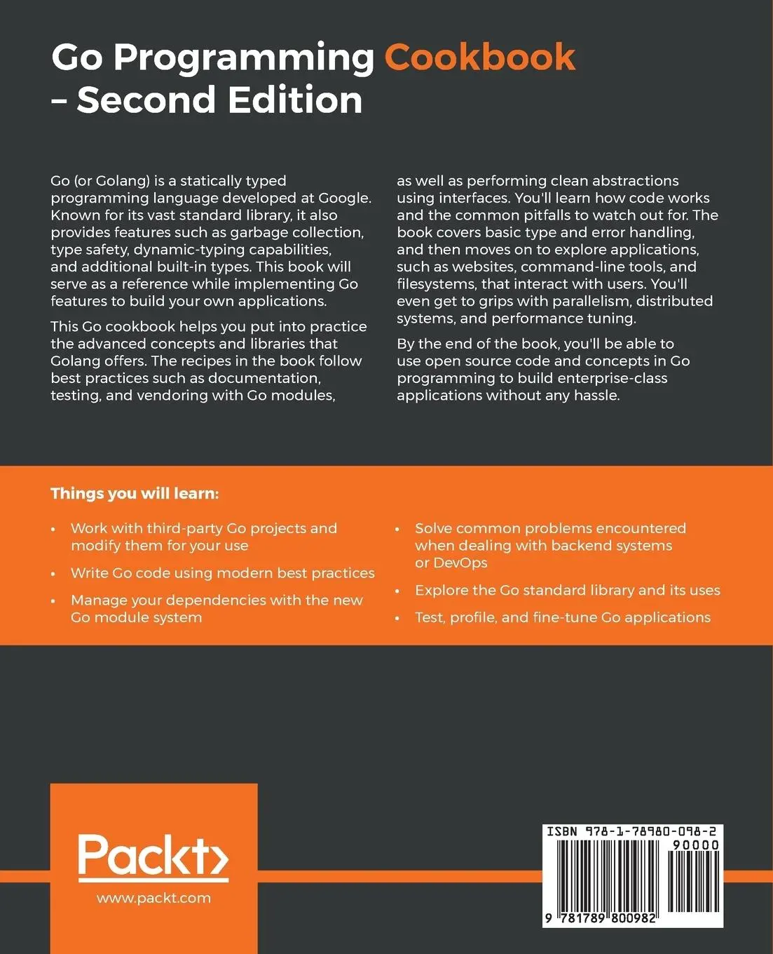 Rückseite: 9781789800982 | Go Programming Cookbook - Second Edition | Aaron Torres | Taschenbuch