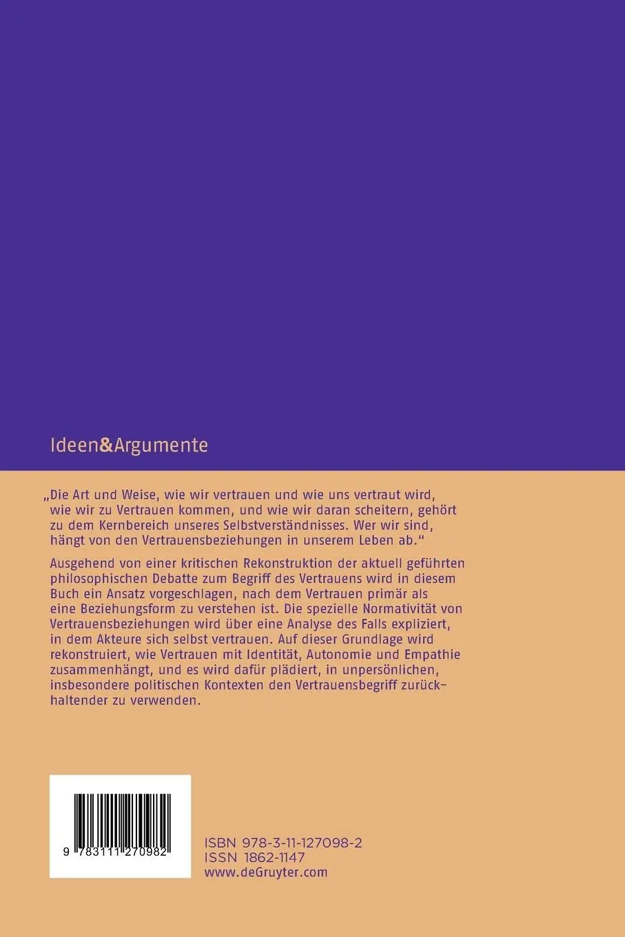 Rückseite: 9783111270982 | Vertrauensbeziehungen | Christian Budnik | Taschenbuch | VIII | 2023