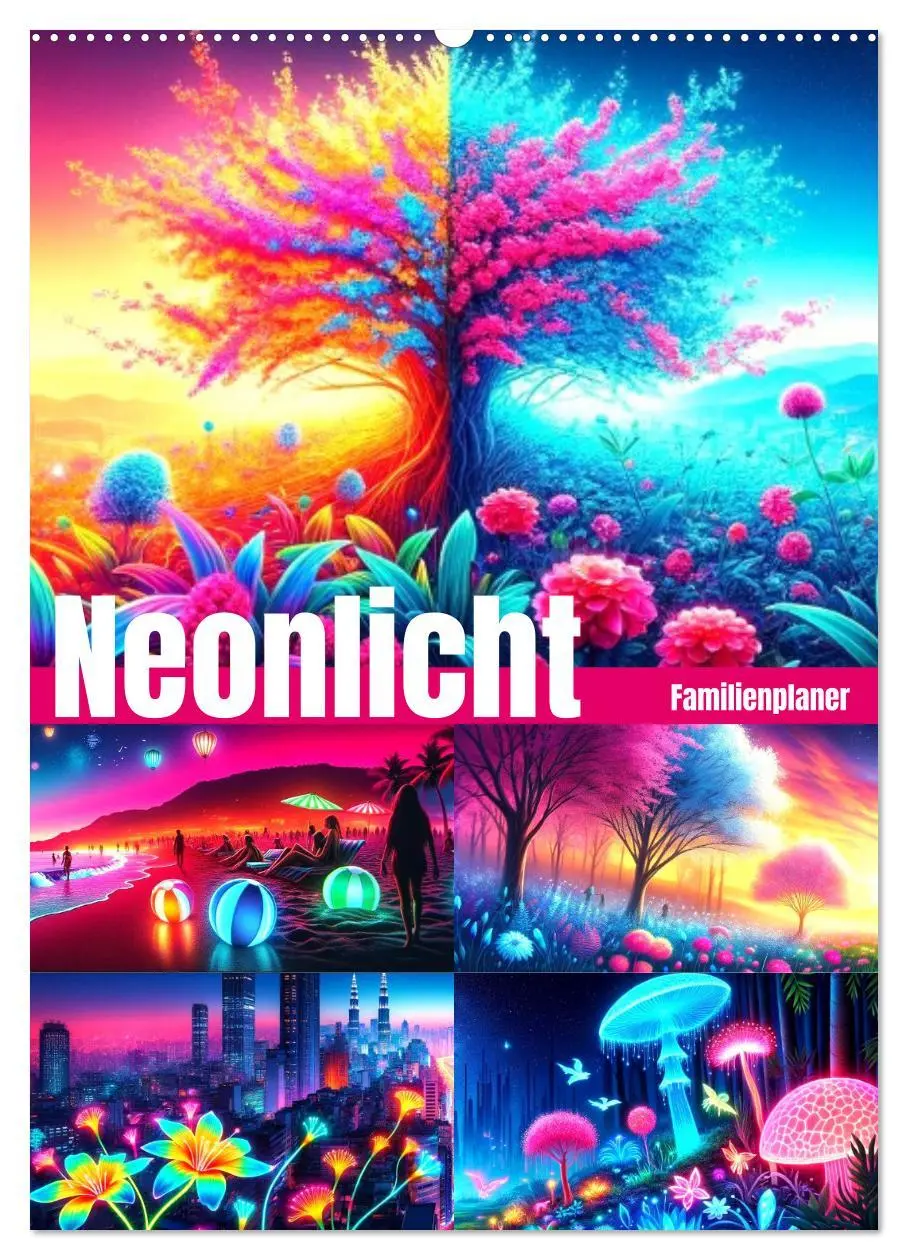 Cover: 9783516280982 | Neonlicht Familienplaner (Wandkalender 2026 DIN A2 hoch), CALVENDO...