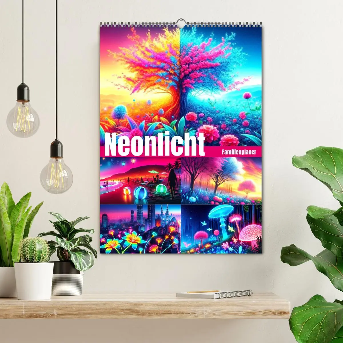 Bild: 9783516280982 | Neonlicht Familienplaner (Wandkalender 2026 DIN A2 hoch), CALVENDO...