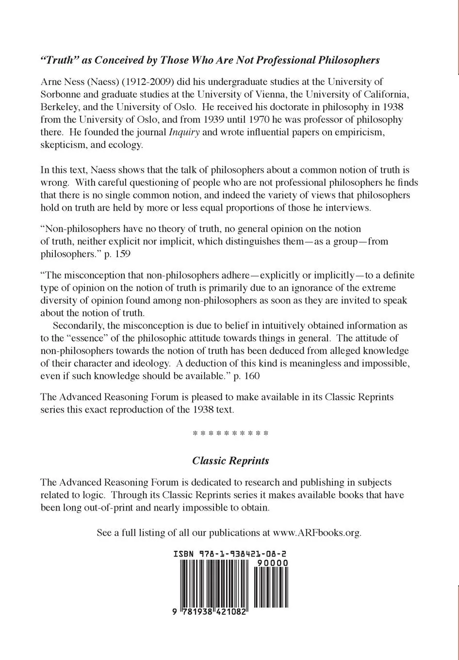 Rückseite: 9781938421082 | Truth as Conceived by Those Who Are Not Professional Philosophers